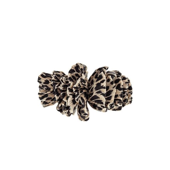 NWT Loeffler Randall leopard print ruched satin-like barrette hair clip - Picture 4 of 10
